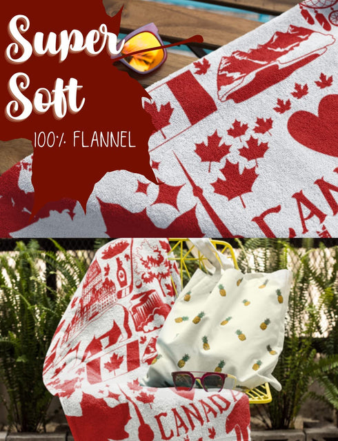 Canadian Blanket, Canadian Gifts, Canada Flannel Blanket for Canadians, Patriotic, INNObeta Soft Throw Blanket for Women, Kids, Her, Adults, Friends, Wife, Bed, Sofa Blanket - Red 50"x 65"